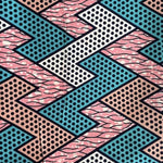 Afrikanischer Wax Print Stoff Baumwolle BLUE PINK ZIGZAG | Meterware