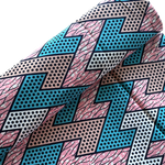 Afrikanischer Wax Print Stoff Baumwolle BLUE PINK ZIGZAG | Meterware
