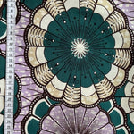 Afrikanischer Wax Print Stoff Baumwolle LILA PETROL LEMON | Meterware