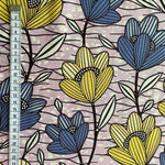 Afrikanischer Wax Print Stoff Baumwolle YELLOW BLUE TULIP | Meterware