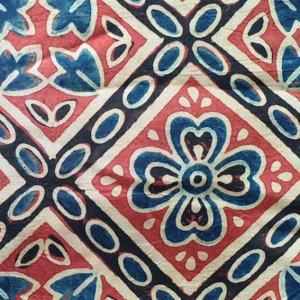 Ajrak Hand Block Print aus Indien – RED FLORAL Viskose
