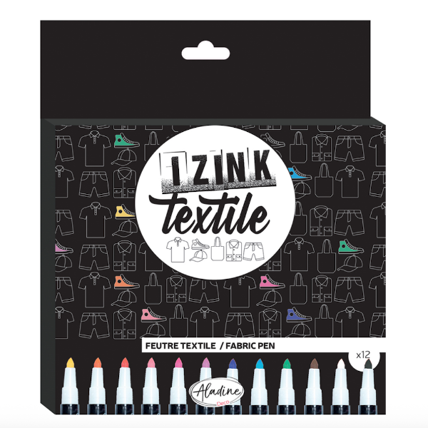 Aladine IZINK Textile Textilstifte – 12 Farben