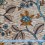 Wax Print Stoff Baumwolle gelb hellblau floral Blumenmuster – Meterware afrikanisch Beautiful Flowers