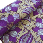 Afrikanischer Wax Print Stoff Baumwolle BEAUTIFUL PURPLE FLOWERS | Meterware