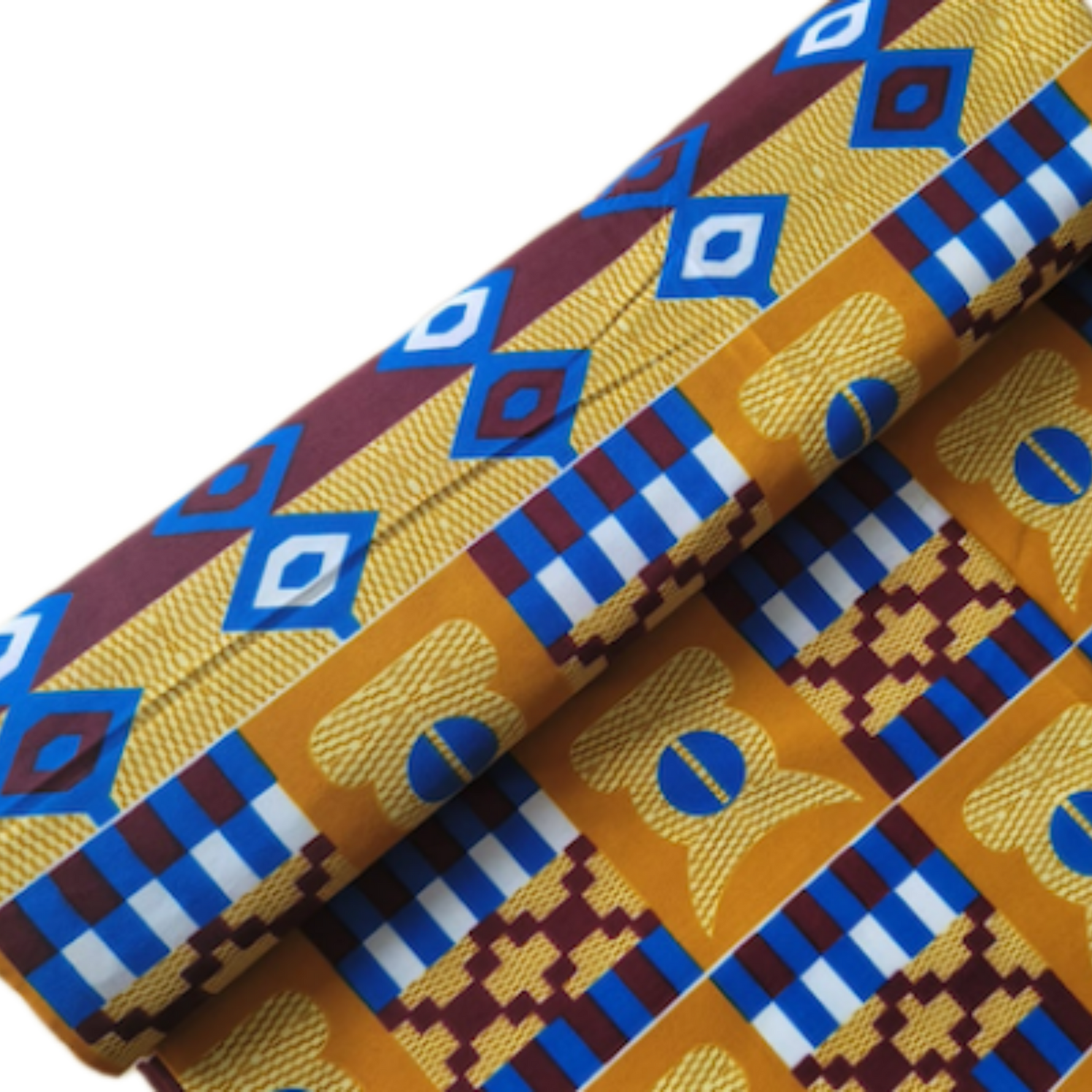 BEIGE GEOMETRIC Afrikanischer-Kente-Stoff