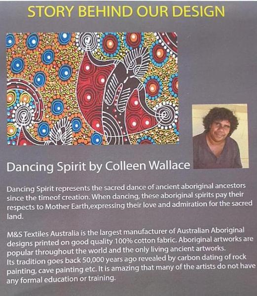 Aborigines Stoff aus Australien "Black Dancing Spirit" Baumwolle Meterware, ethnischer Druck, handgefertigte Baumwollstoff.
