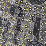 Aborigines Stoff aus Australien "Black Dancing Spirit" von ETHNOstoffe & mehr, Baumwolle Meterware, traditionelles afrikanisches Design