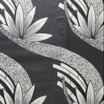 BLACK WHITE TROPICAL FLOWER Waxprint Stoff