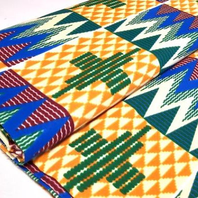 Afrikanischer Kente Stoff "Blue Mountain Peaks" in Blau, Mischgewebe Meterware, detailreiche afrikanische Textilkunst von ETHNOstoffe & mehr