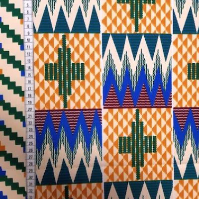 Afrikanischer Kente Stoff "Blue Mountain Peaks" in Blau, Mischgewebe Meterware, ethnischer Designstoff von ETHNOstoffe & mehr