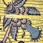 Afrikanischer Wax Print Stoff Baumwolle BLUE YELLOW ORIENTAL FLOWERS | Meterware