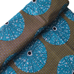 Wax Print Stoff Baumwolle blau Kreismuster – Meterware afrikanisch Blue Circle