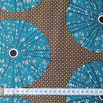 Wax Print Stoff Baumwolle blau Kreismuster – Meterware afrikanisch Blue Circle