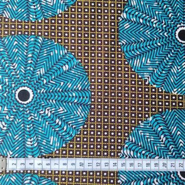 Wax Print Stoff Baumwolle blau Kreismuster – Meterware afrikanisch Blue Circle