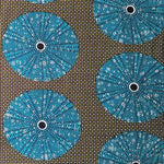 Wax Print Stoff Baumwolle blau Kreismuster – Meterware afrikanisch Blue Circle