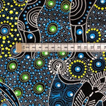 BLUE DANCING SPIRIT Aborigines Stoff aus Australien