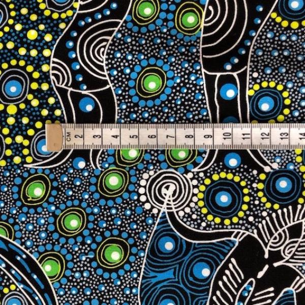 BLUE DANCING SPIRIT Aborigines Stoff aus Australien