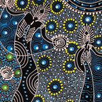 BLUE DANCING SPIRIT Aborigines Stoff aus Australien