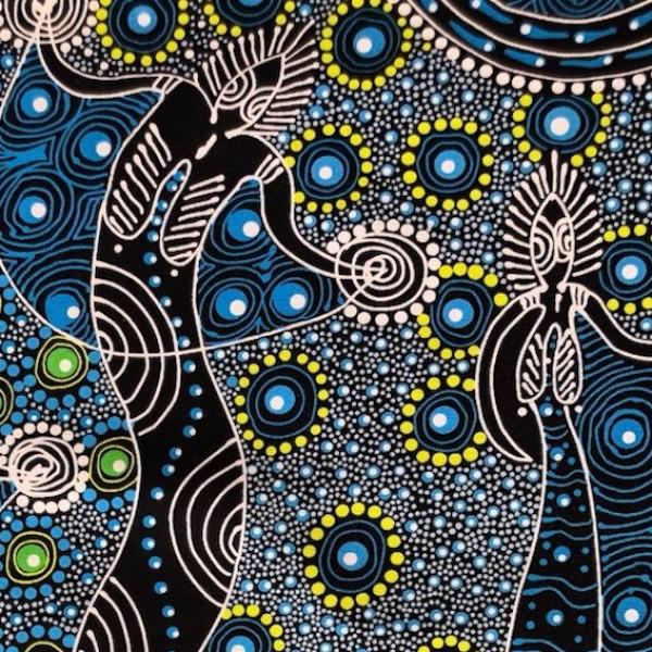 BLUE DANCING SPIRIT Aborigines Stoff aus Australien
