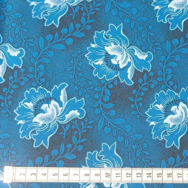 BLUE FLOWER Afrikanischer-Shweshwe-Stoff