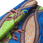 Wax Print Stoff Baumwolle blau grün floral – Meterware afrikanisch Blue Jungle Flower