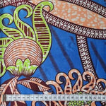 Wax Print Stoff Baumwolle blau grün floral – Meterware afrikanisch Blue Jungle Flower