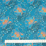 BLUE ORANGE FLOWER Afrikanischer-Shweshwe-Stoff-