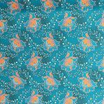 BLUE ORANGE FLOWER Afrikanischer-Shweshwe-Stoff-