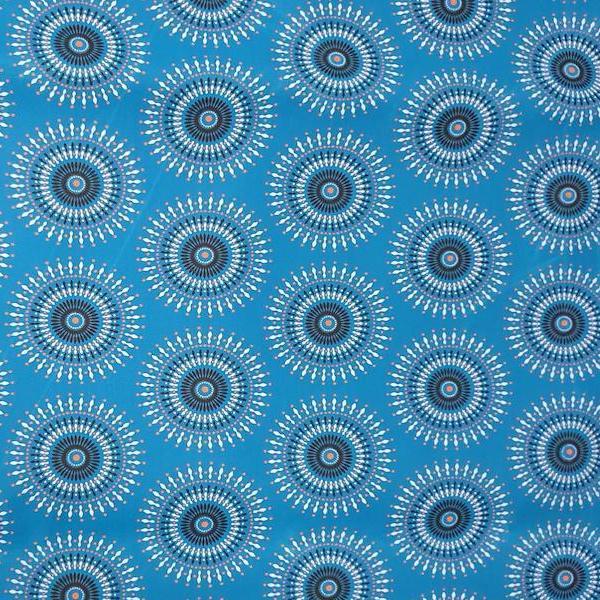 BLUE ORANGE SUN Afrikanischer-Shweshwe-Stoff-