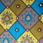 Wax Print Stoff Baumwolle blau Mosaikmuster – Meterware afrikanisch Blue Oriental Mosaic