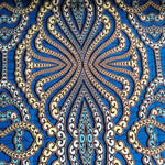 Wax Print Stoff Baumwolle blau Perlenkette – Meterware afrikanisch Blue Pearl Necklace