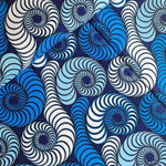 Wax Print Stoff Baumwolle blau Schneckenmuster – Meterware afrikanisch Blue Snails