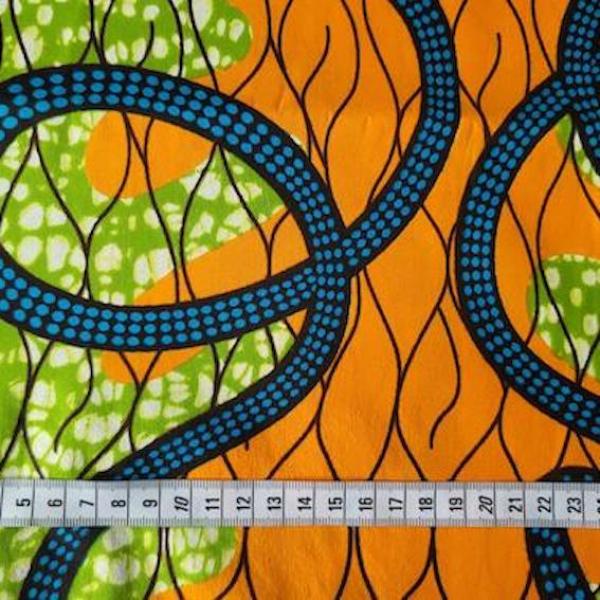 Wax Print Stoff Baumwolle grün blau Schlangenmuster – Meterware afrikanisch Blue Snake