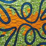 Wax Print Stoff Baumwolle grün blau Schlangenmuster – Meterware afrikanisch Blue Snake