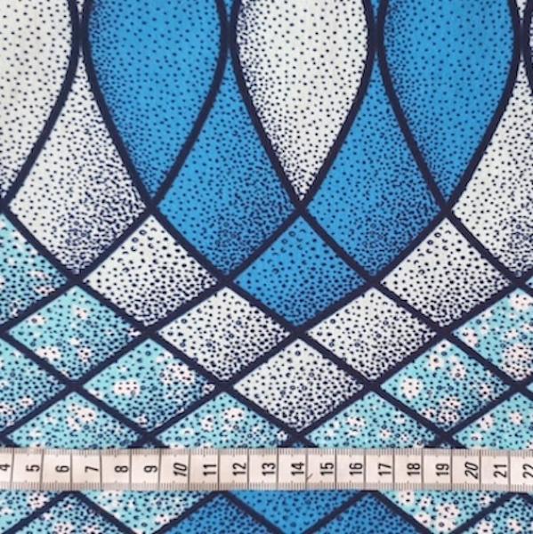 Afrikanischer Wax Print Stoff Baumwolle BLUE WAVES | Meterware