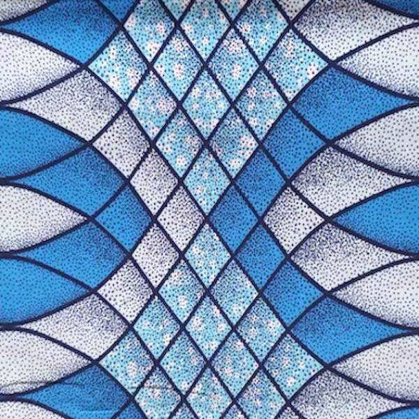 Afrikanischer Wax Print Stoff Baumwolle BLUE WAVES | Meterware