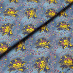 BLUE YELLOW FLOWER Afrikanischer-Shweshwe-Stoff-
