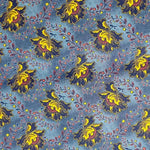 BLUE YELLOW FLOWER Afrikanischer-Shweshwe-Stoff-