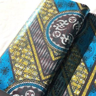 BLUE ZIG ZAG Osikani Stoff