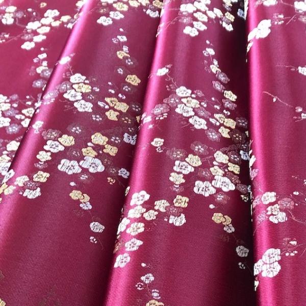 BORDEAUX FLOWERS Satin aus China