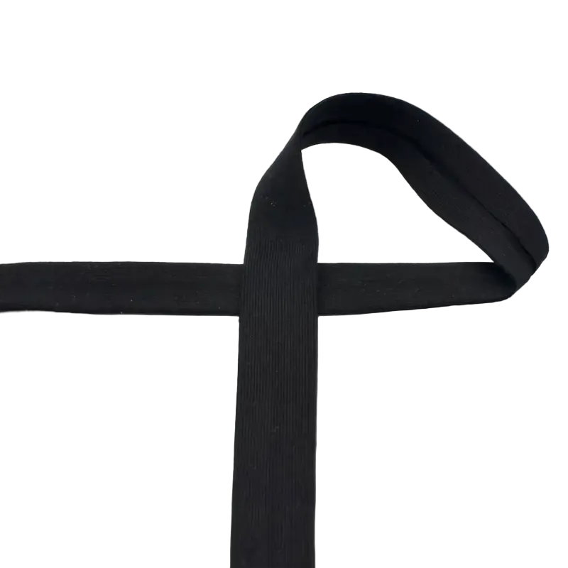 Baumwoll-Stretch Schrägband Schwarz 20 mm