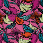Baumwoll-Viskose Voile Früchte & Blüten Pink - Meterware