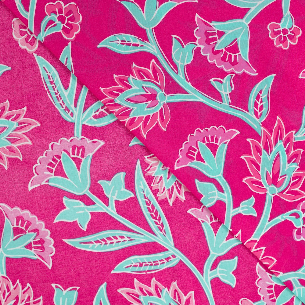 Baumwoll Voile pink Blumen – Enjoy Cotton Print Meterware