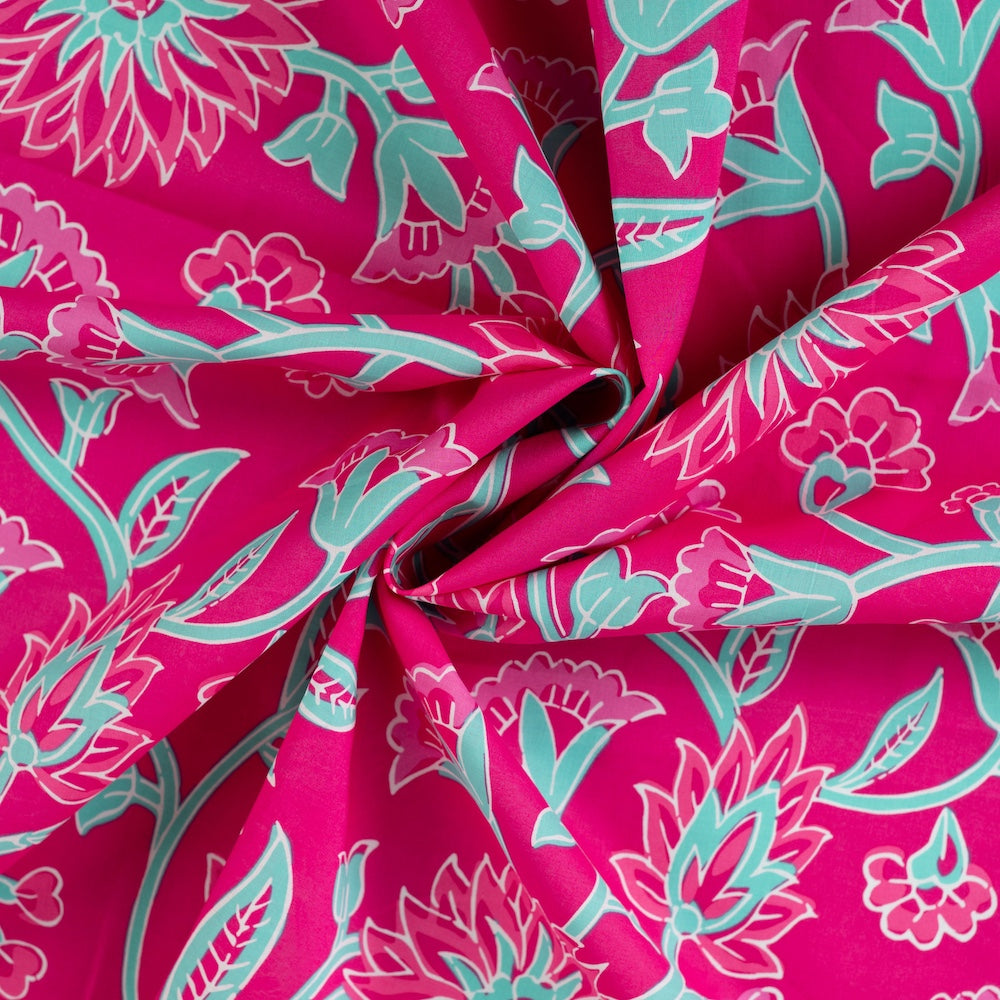 Baumwoll Voile pink Blumen – Enjoy Cotton Print Meterware