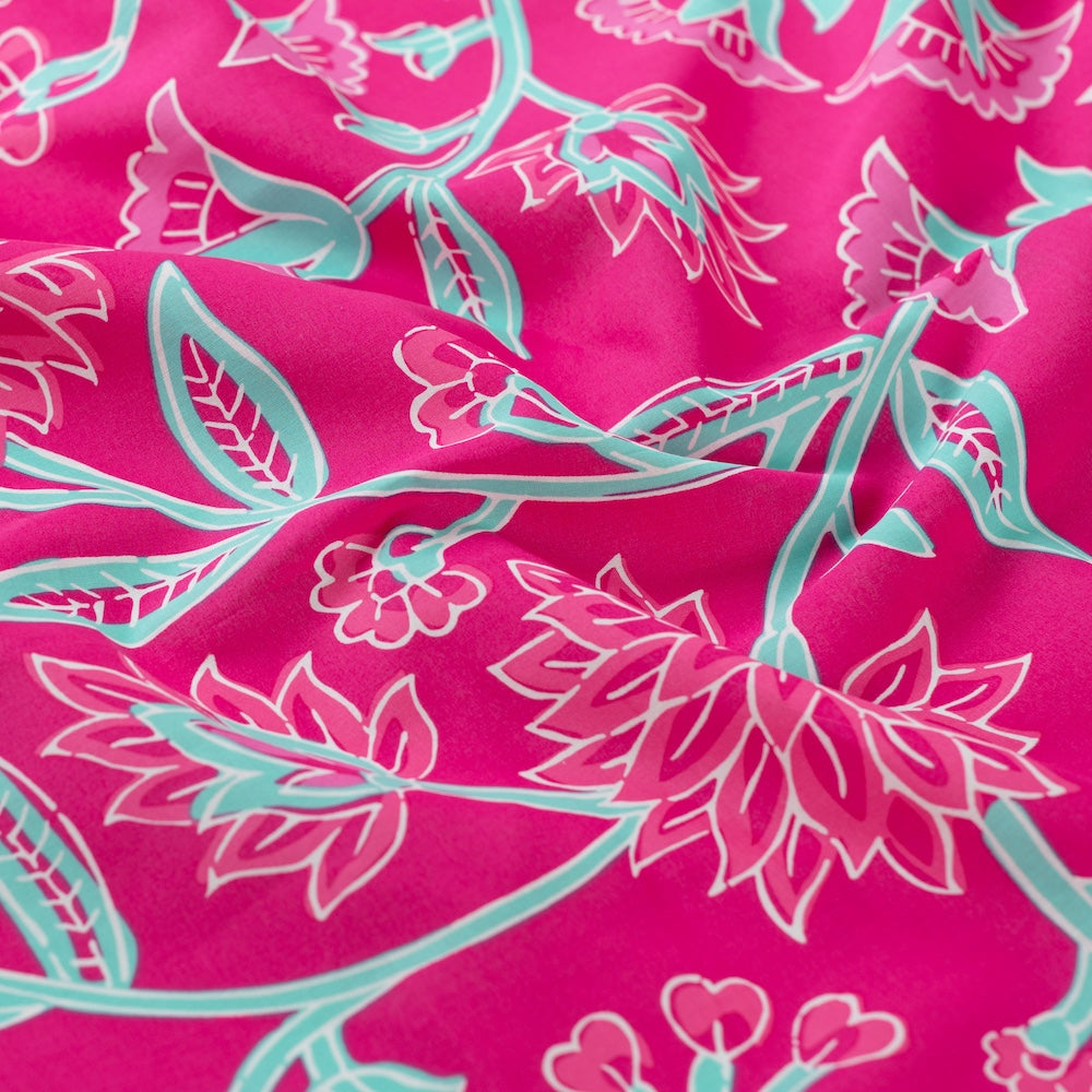 Baumwoll Voile pink Blumen – Enjoy Cotton Print Meterware
