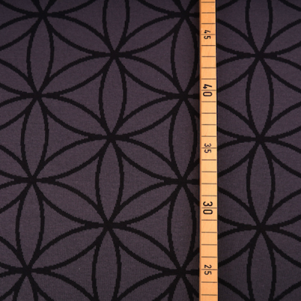 Bio-Jacquard Baumwolle Blume des Lebens schwarz (GOTS) - Stoffonkel | Meterware