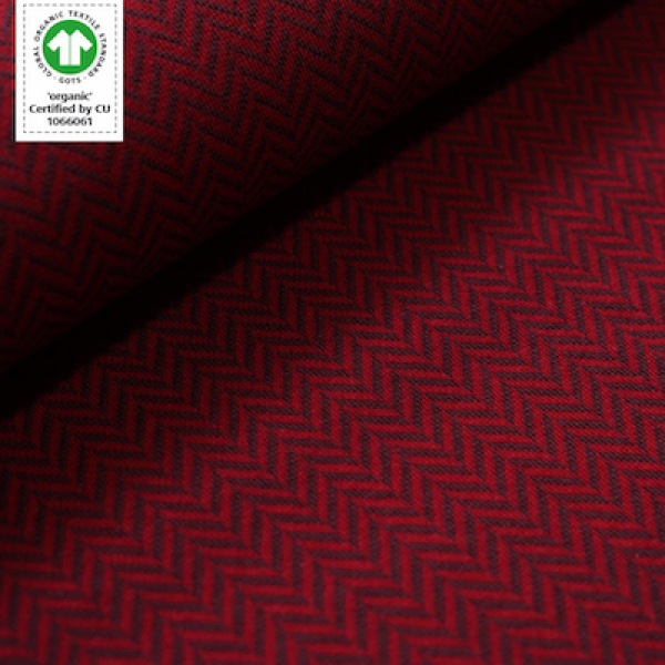 Bio-Jacquard Baumwolle Fischgrät Kirsche (GOTS) - Stoffonkel | Meterware