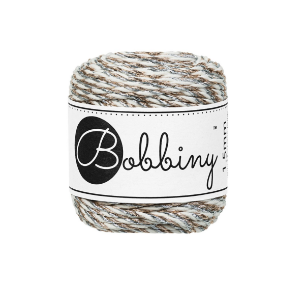 Bobbiny Makramee Kordel 3PLY „Mini Holiday Rope Ø 1.5 mm – Sparkle“