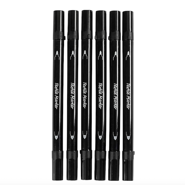 CC Textilstifte Schwarz – 6er-Set mit Doppelspitze
