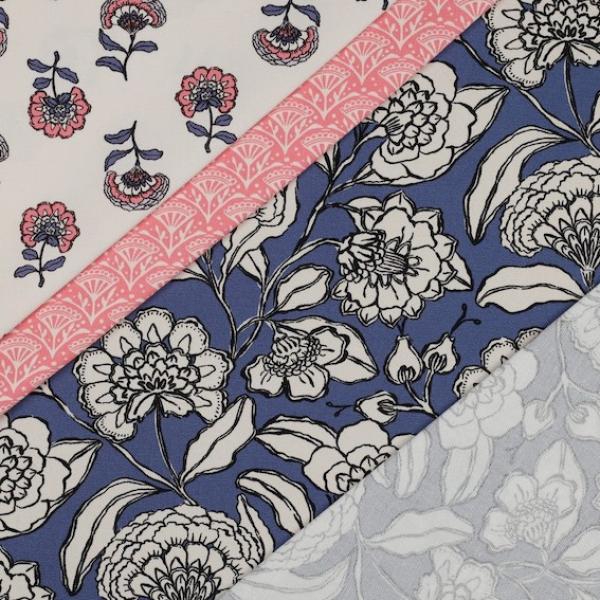 Canvas Baumwolle - Blue Flowers | Meterware